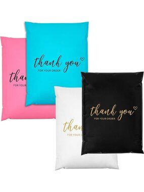 10x13 Thank You Poly Mailers Variety Pack - 100 Count, 25 Each Color, Shipping